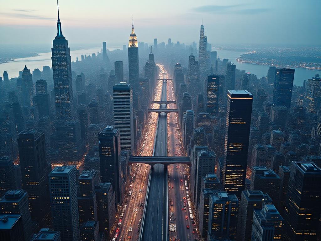 NYC logistics network — aerial view of Manhattan supply chain operations